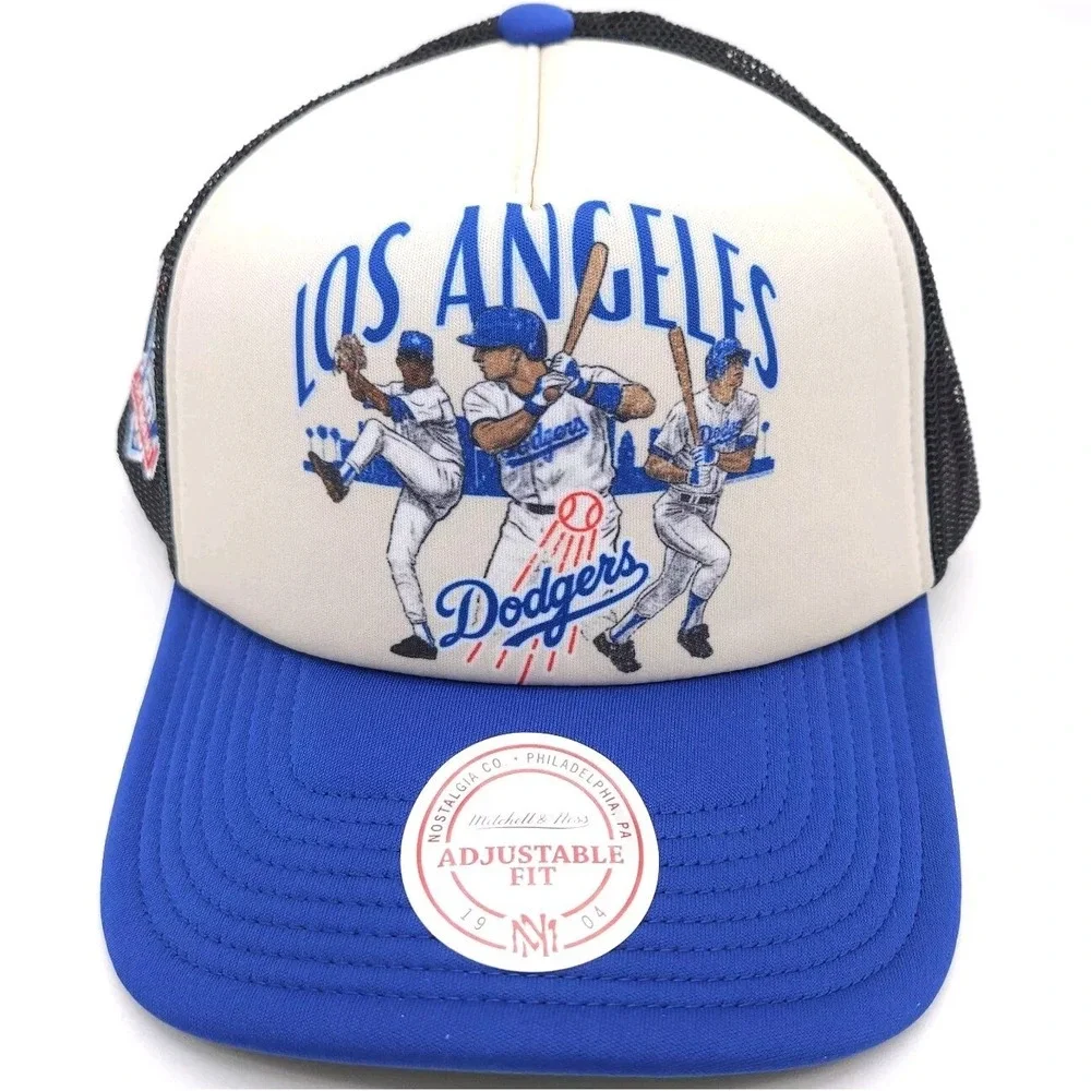 Mitchell & Ness Los Angeles‎ Dodgers Snapback Trucker Hat 60 Year Patch Foam Cap